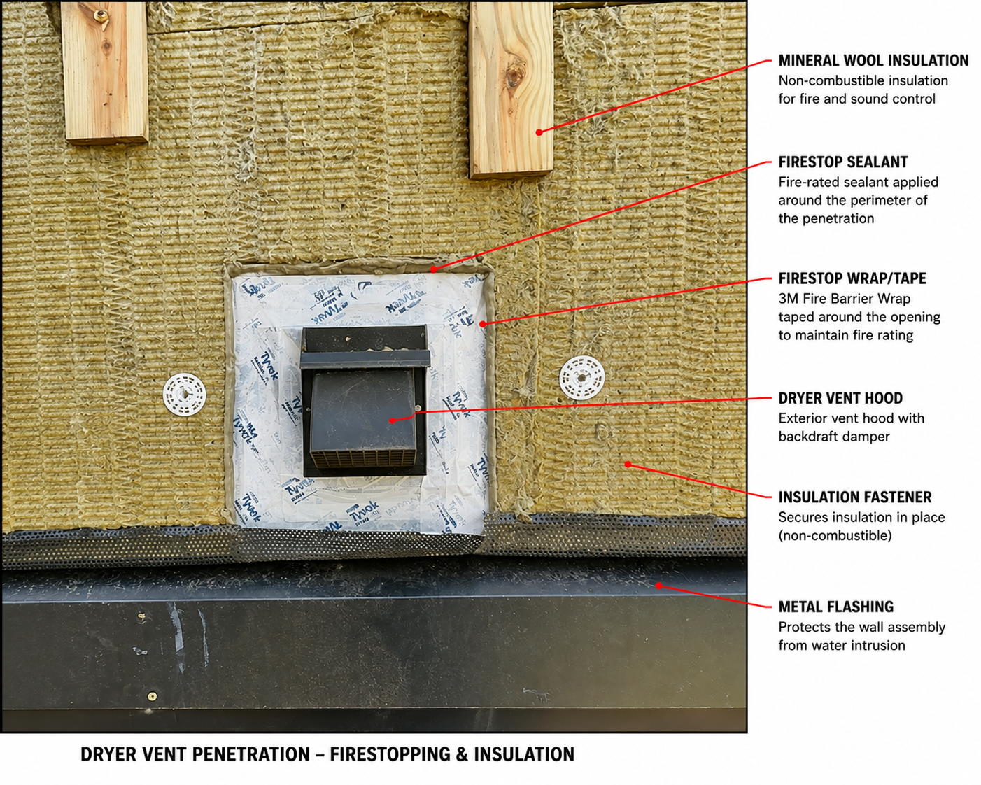 Passive House in Vancouver: What It Is, What It Takes, and How We Can Build It for You 3 Dryer vent penetration sealed with firestopping and insulation