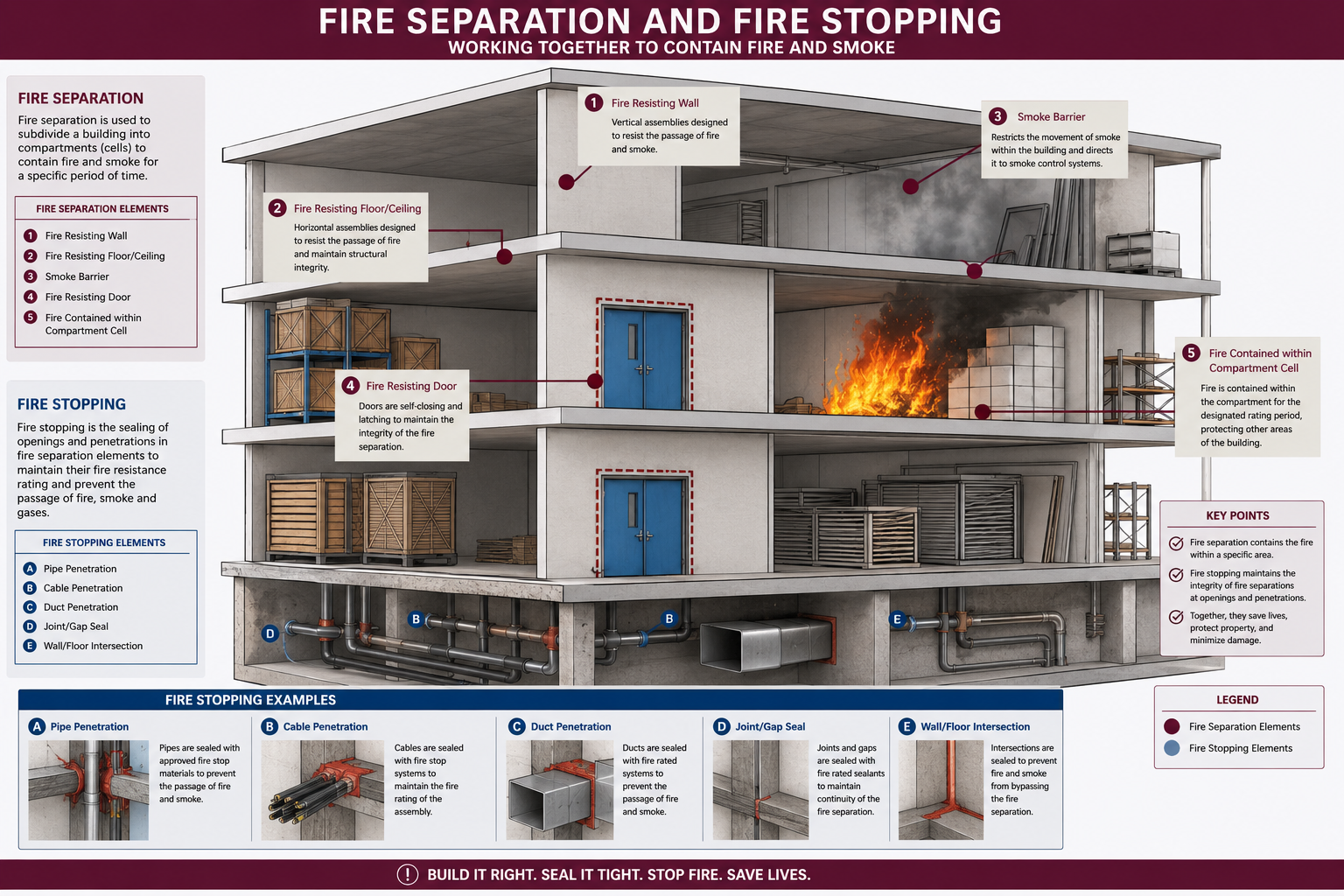 Fire Stopping and Fire Separation: What Vancouver's Building Code Actually Requires 1 Diagram illustrating fire separation and fire stopping in a wall assembly