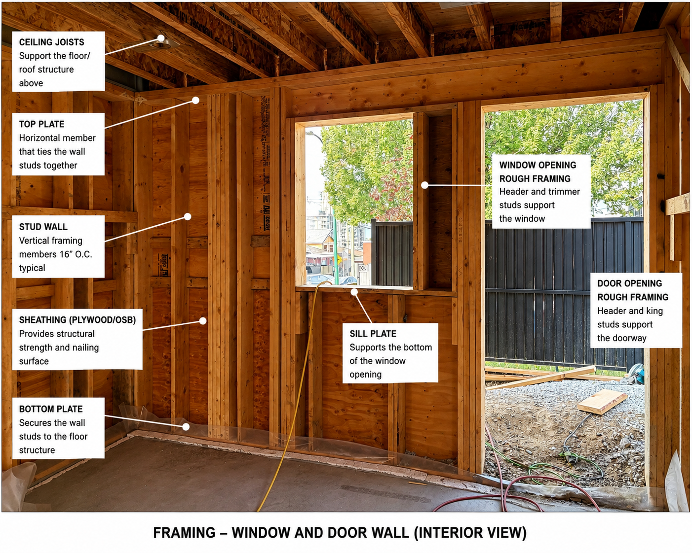 Passive House in Vancouver: What It Is, What It Takes, and How We Can Build It for You 4 Framed window and door openings on a house under construction